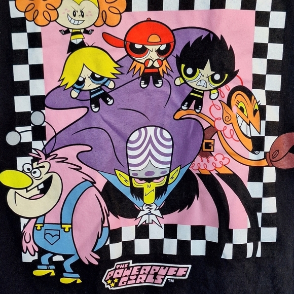 PowerPuff Girls Tee SzM Black Power Puff Characters Short Sleeves Machine Wash - Picture 6 of 9